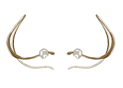 Curl Earring in 14 kt. gold and freshwater pearl or citrine