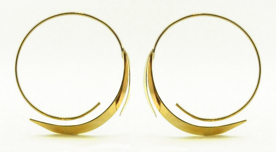 14 Karat Gold Leaf Hoop Earrings