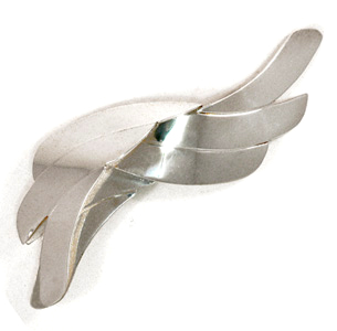 Fan Wing Pin in Sterling Silver