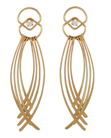 Gold Fringe Crossing Earring Jacket