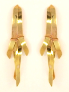 Double Folded Ribbon 14 Karat Gold Earring
