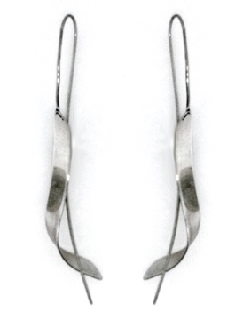 Feather Drop Earring, Sterling Silver or 14 kt. Gold