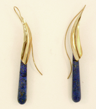 Long Stone Tendril Earring with Lapis Lazuli
