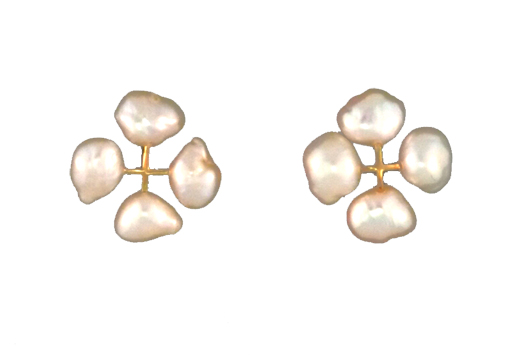 Quad Pearl Lace Earrings with Freshwater Cultured Pearls and 14 kt. Gold
